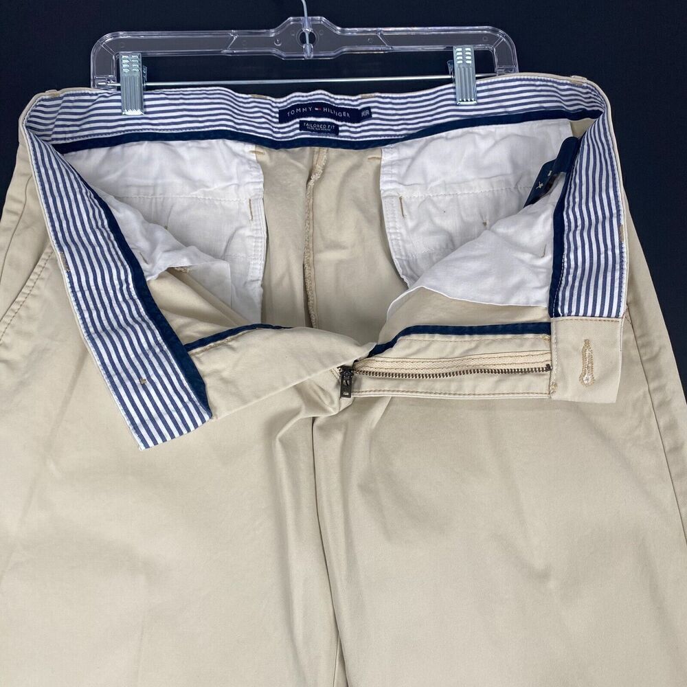 Tommy Hilfiger Pants Men's Size 36X30 Ivory Flat Front Chinos Tailored Fit - Picture 6 of 16
